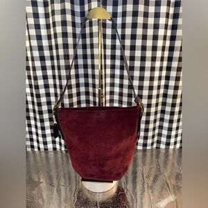 Coach Legacy Red Burgundy Suede Hobo Bucket Bag Y2K 2002